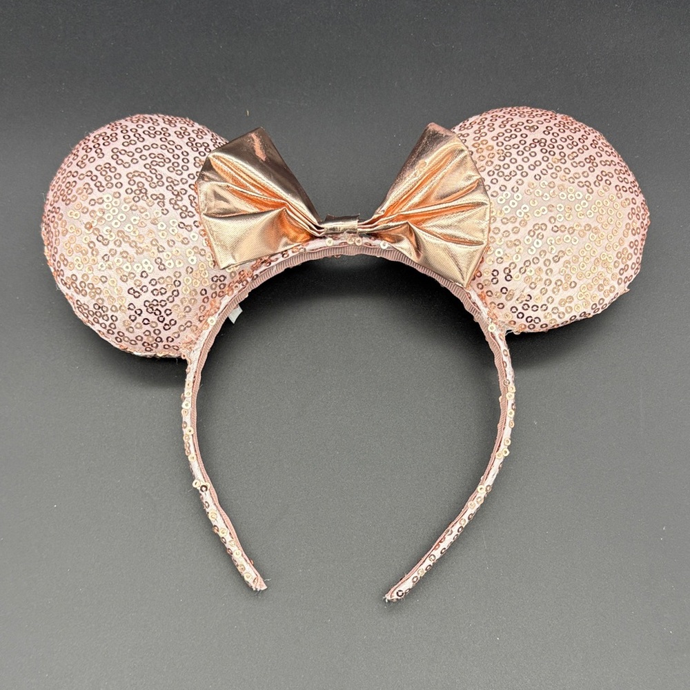 Disney Parks Exclusive Rose Gold Beaded Mickey Ears NEW
